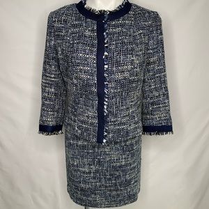 Brooks Brothers Navy Blue Tweed Skirt Suit